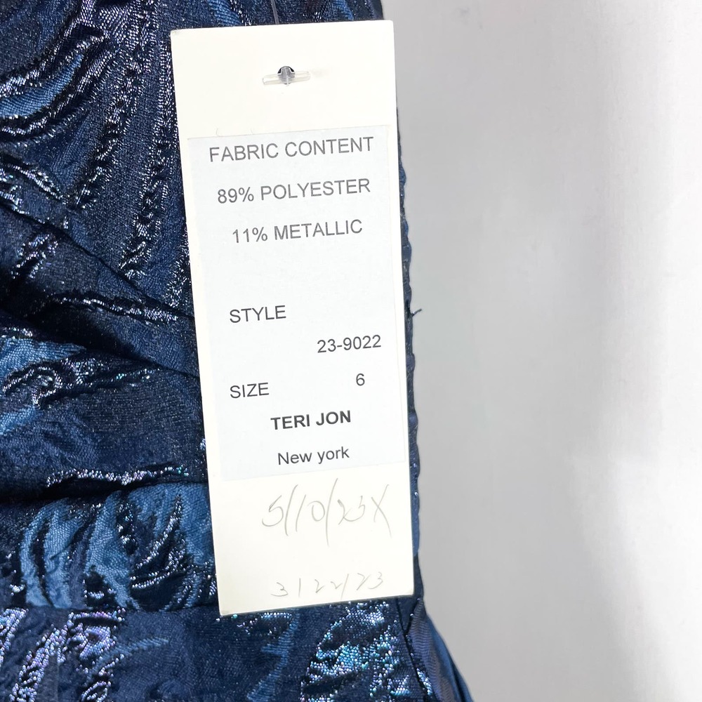 SOLD-Teri Jon Jacquard Off Shoulder Gown - Picture 9 of 11